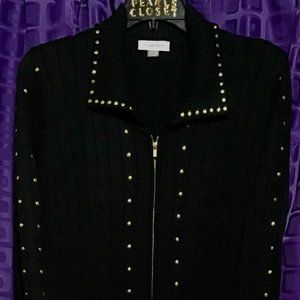 Cardigan Soft Stretch ,zipper,black  sweater dress